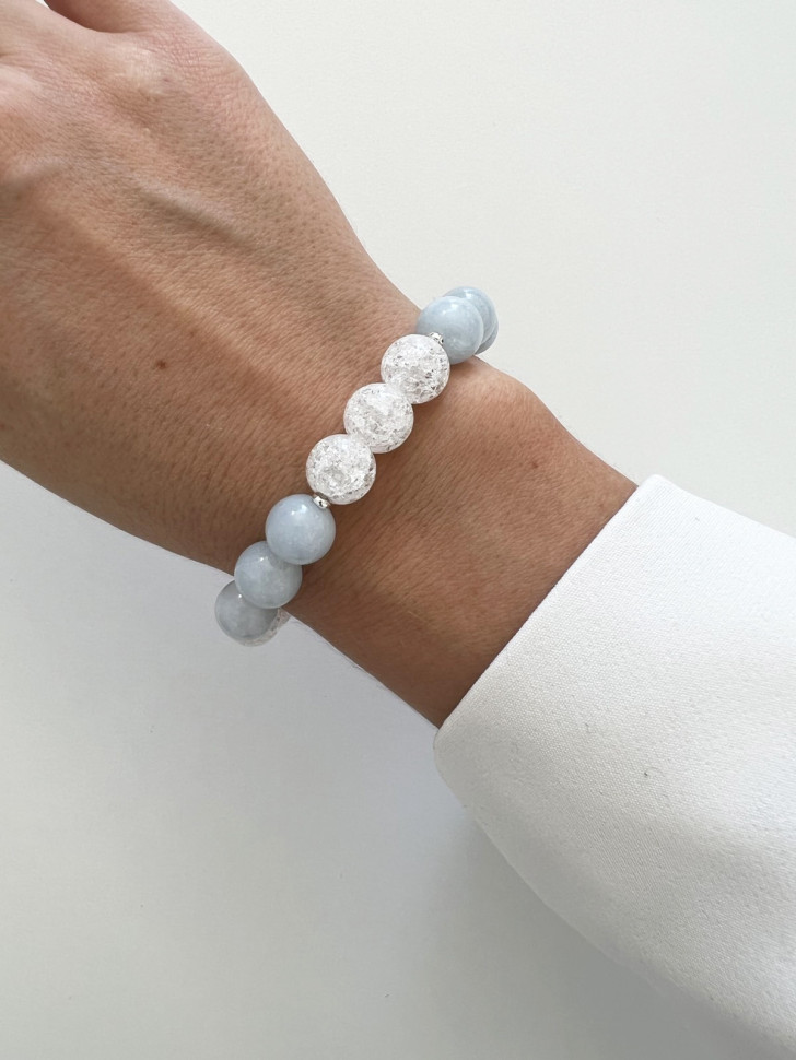 Aquamarin-Armband mit Bergkristall D4488