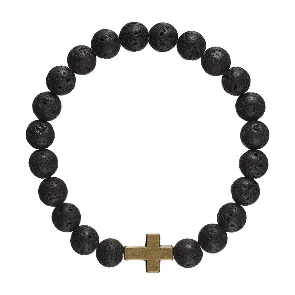 Schwarzes Armband mit Kreuz D3466