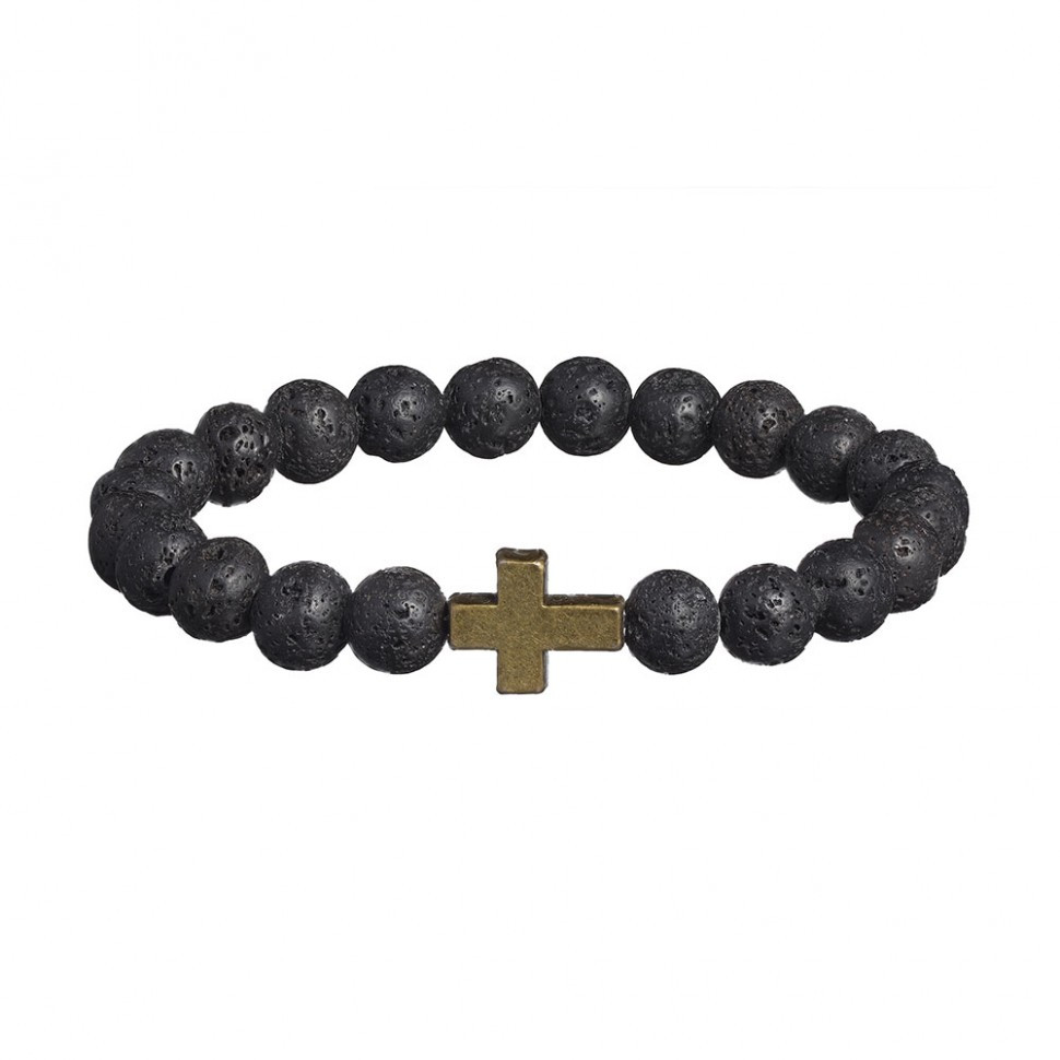 Schwarzes Armband mit Kreuz D3466