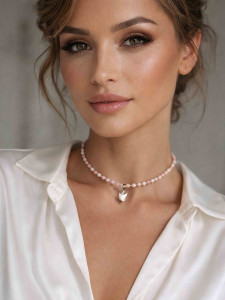 Pink choker with stone pendant 5152