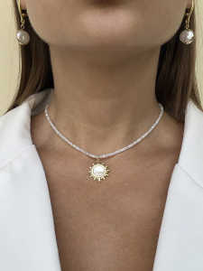Moonstone choker with a sun pendant 5211