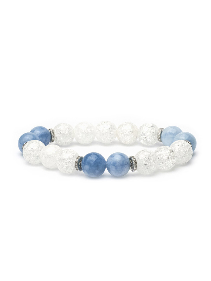 Aquamarin-, Bergkristall- und Zirkonia-Armband D4491