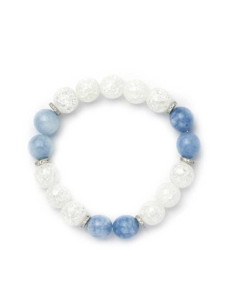 Aquamarin-, Bergkristall- und Zirkonia-Armband D4491